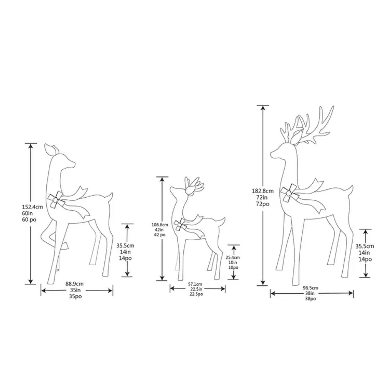 72 Inches (1.8m) Indoor/Outdoor Christmas Reindeer Family with LED Lights, Set of 3 RZHomestore